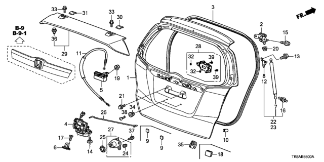 2013 Honda Fit Lid, R. Tailgate Spoiler *Rp45P* (MIDNIGHT PLUM PEARL) Diagram for 74901-TK6-A01YJ