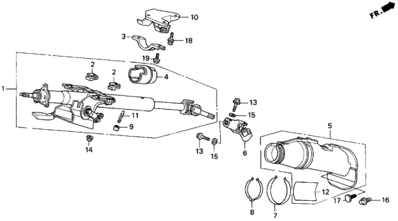 1993 Honda Del Sol Pivot, Column Diagram for 53363-SR2-A02