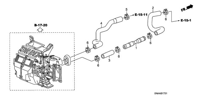 2009 Honda Civic 4 Door SI KA 6MT Water Hose (2.0L) Diagram