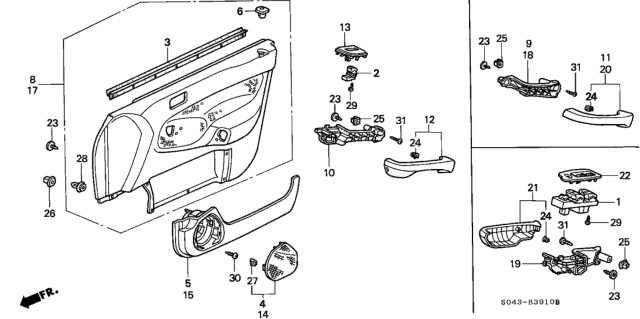 1996 Honda Civic Lid, L. Door Speaker *YR164L* (MEDIUM TAUPE) Diagram for 83553-S04-000ZD