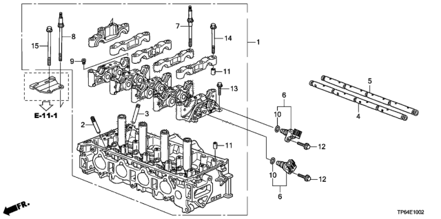 2013 Honda Crosstour 5 Door EXL (4 CYLINDER) KA 5AT Cylinder Head (L4) Diagram