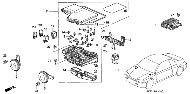 1994 Honda Accord Control Unit (Engine Room) Diagram