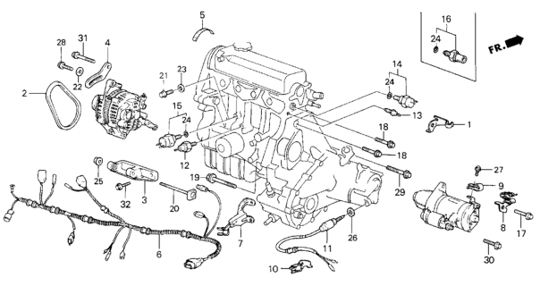 1985 Honda Civic Sub-Wire, Engine Diagram for 32110-PE1-660