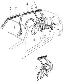1982 Honda Civic 5 Door ** (WAGOVAN) KA HMT Body Structure - Inside Panel Diagram