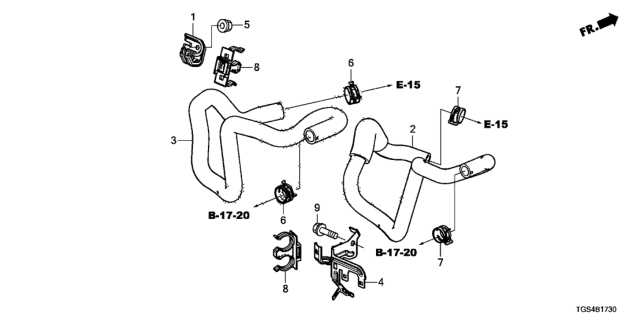 2020 Honda Passport 5 Door EXL (2WD) KA 9AT Water Hose Diagram