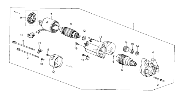 1987 Honda CRX 2 Door HF KA 5MT Starter Motor Diagram