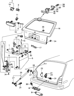 1982 Honda Civic 5 Door ** (WAGOVAN) KA HMT Tailgate Diagram