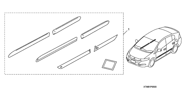 2010 Honda Insight 5 Door EX KL CVT Body Side Molding Diagram
