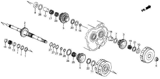 1991 Honda Civic 4 Door LX KA 4AT AT Mainshaft Diagram