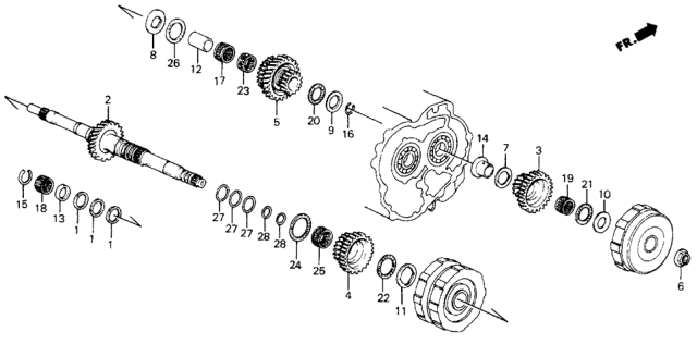 1991 Honda Civic Collar, Mainshaft Fourth Gear Diagram for 90502-PH0-000