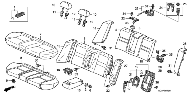 2007 Honda Accord Cover, Rear Seat Cushion Trim (Graphite Black) (Leather) Diagram for 82131-SDA-A32ZA