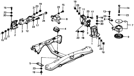 1976 Honda Civic Rubber B, Engine Mounting Diagram for 50821-659-000