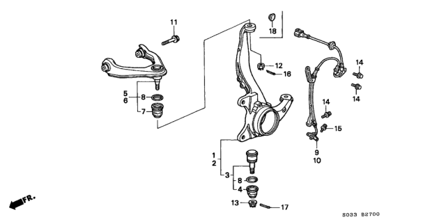 1998 Honda Civic 3 Door CX KA 4AT Knuckle Diagram