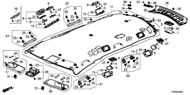 2020 Honda Odyssey 5 Door LX (HPPG 10AT) KA XAT Roof Lining Diagram