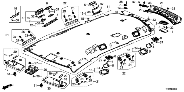 2019 Honda Odyssey Lining, Roof *YR507L* (SHADOW BEIGE) Diagram for 83201-THR-A01ZA