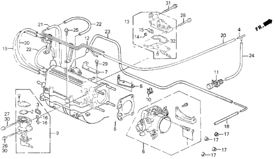 1989 Honda Prelude Body Assembly, Throttle (Gf13A) Diagram for 16400-PK2-675