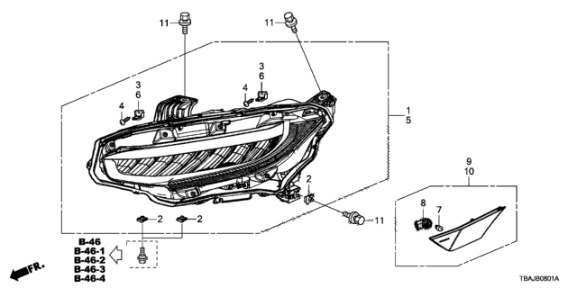 2019 Honda Civic W-KIT,LIGHT ASSY L Diagram for 06336-TEG-305