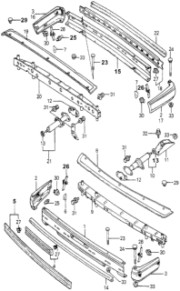 1980 Honda Accord Bumper, FR. Center Diagram for 62510-671-671