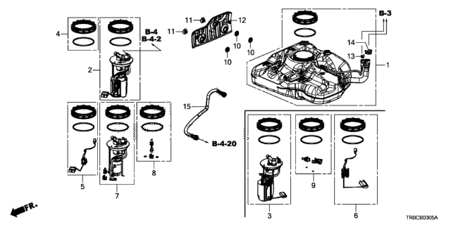 2014 Honda Civic Tank Set, Fuel Diagram for 17044-TR0-A30