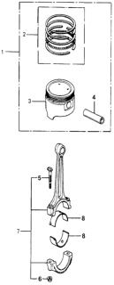 1982 Honda Accord Bearing G, Connecting Rod (Red) (Taiho) Diagram for 13217-PC1-004