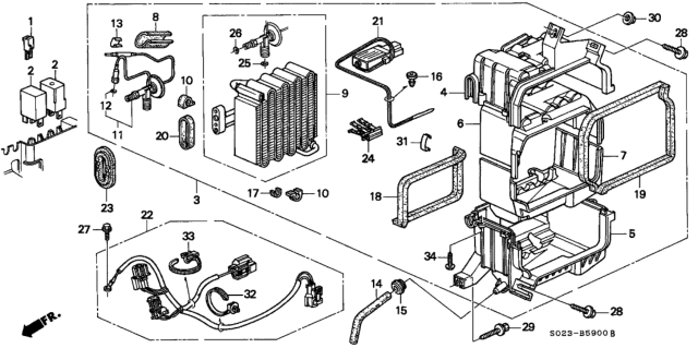 1997 Honda Civic A/C Cooling Unit Diagram