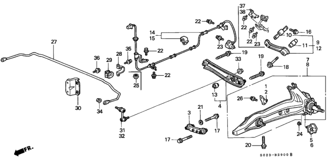 2000 Honda Civic Arm, Right Rear Trailing (Disk) Diagram for 52370-S04-A21
