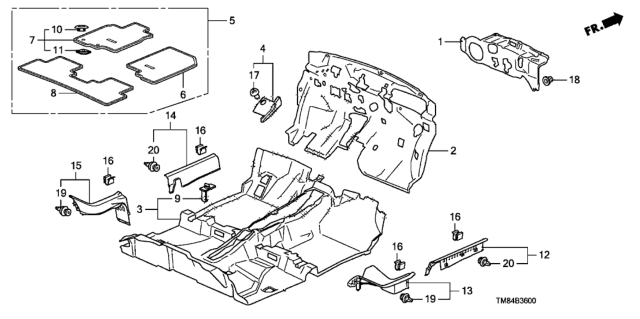 2011 Honda Insight Floor Mat Diagram