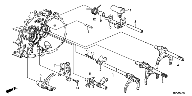 2019 Honda Civic 4 Door SI KA 6MT MT Shift Fork - Shift Holder Diagram