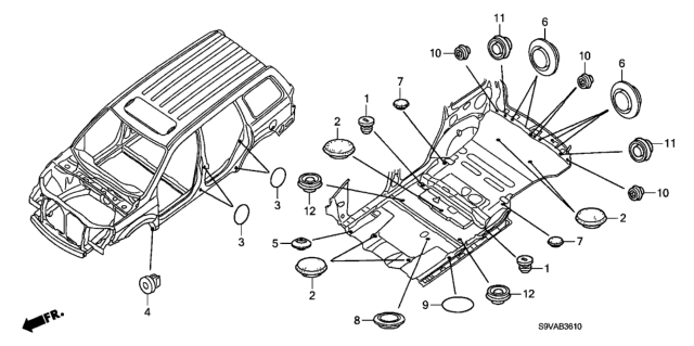 2008 Honda Pilot Grommet (Front) Diagram