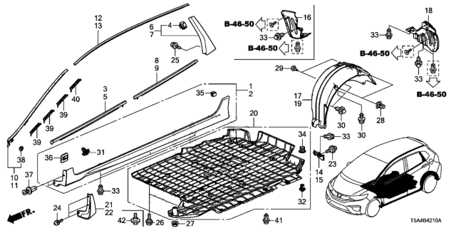 2018 Honda Fit Clip, Center Pillar Garnish Diagram for 72431-S2X-003