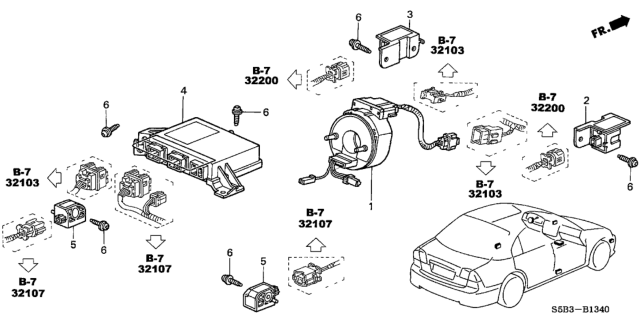 2003 Honda Civic SRS Unit Diagram