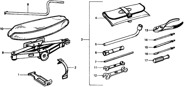 1976 Honda Civic 5 Door ** KL HMT Tools Diagram