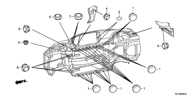 2012 Honda Accord 2 Door EX KA 5MT Grommet (Lower) Diagram