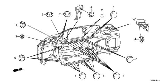 2012 Honda Accord Grommet (Lower) Diagram