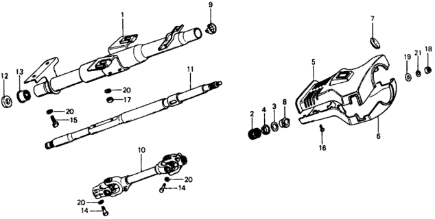1977 Honda Civic 2 Door ** (1200) ** 4MT Steering Column Diagram