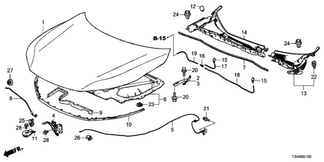 2014 Honda Accord Hood, Engine (DOT) Diagram for 60100-T3V-A90ZZ