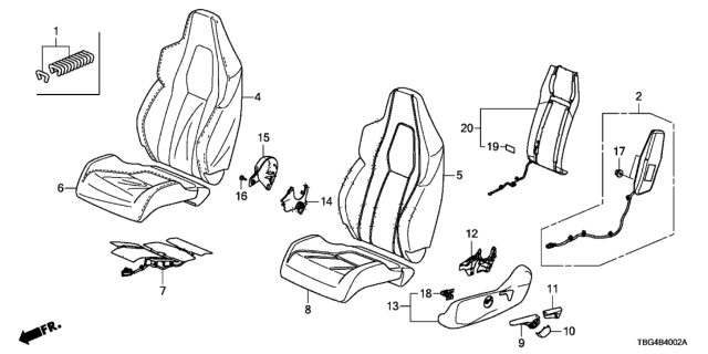 2017 Honda Civic Front Seat (Driver Side) Diagram