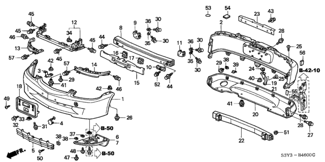 2002 Honda Insight Louver, Front Bumper Diagram for 71105-S3Y-A00