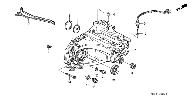 1993 Honda Civic MT Transmission Housing Diagram