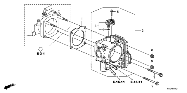 2011 Honda Accord Throttle Body (V6) Diagram