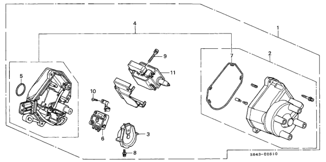 1999 Honda Accord 4 Door EX KA 5MT Distributor (Hitachi) (L4) Diagram