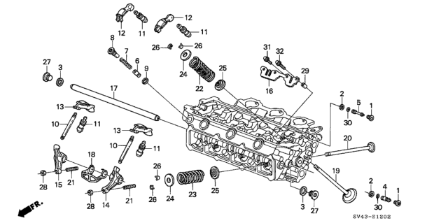 1995 Honda Accord 4 Door V6 LX (ABS/V-6) KA 4AT Valve - Rocker Arm (Front) (V6) Diagram