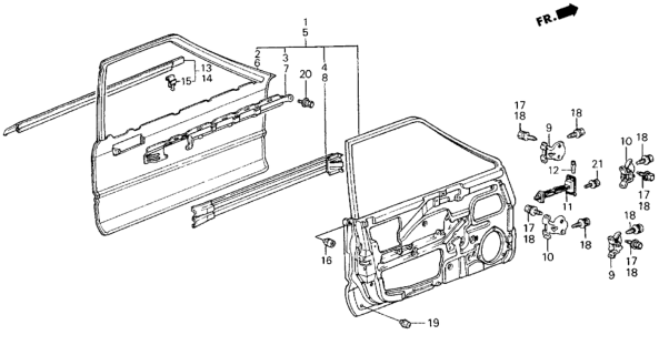 1987 Honda Civic 4 Door GL KA 5MT Front Door Panels Diagram