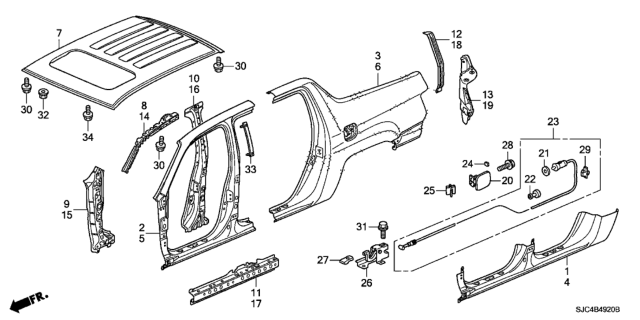 2013 Honda Ridgeline Cable Assembly, Fuel Lid Opener Diagram for 74411-SJC-A00