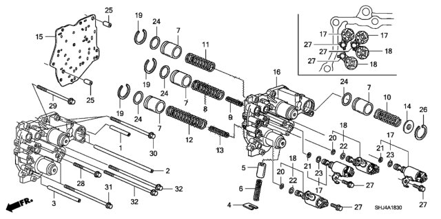 2008 Honda Odyssey 5 Door EXL-T (PAX) KA 5AT AT Accumulator Body Diagram