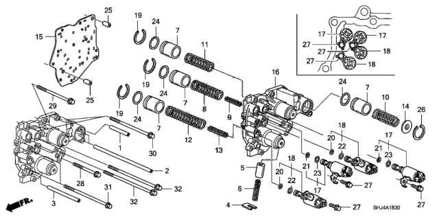 2010 Honda Odyssey AT Accumulator Body Diagram