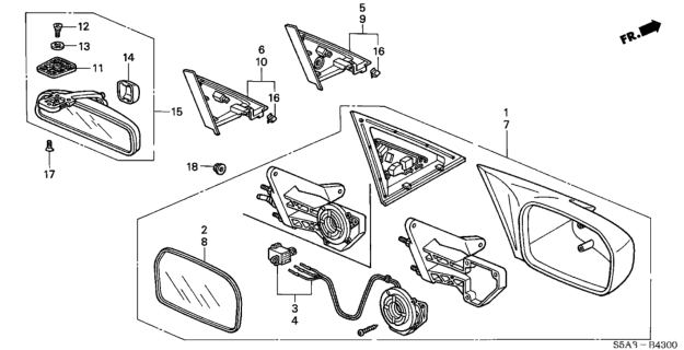 2003 Honda Civic Mirror Assembly, Driver Side Door (Shoreline Mist Metallic) (R.C.) Diagram for 76250-S5D-A21ZL