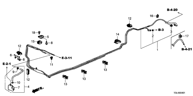 2014 Honda Accord Pipe Set, Fuel Diagram for 16050-T3M-A01