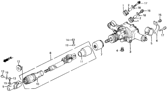 1988 Honda Prelude Collar, Steering Gear Box Mounting Diagram for 53686-SB4-950