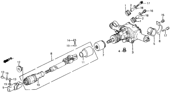 1988 Honda Prelude Joint, Steering Diagram for 53980-SF1-J61